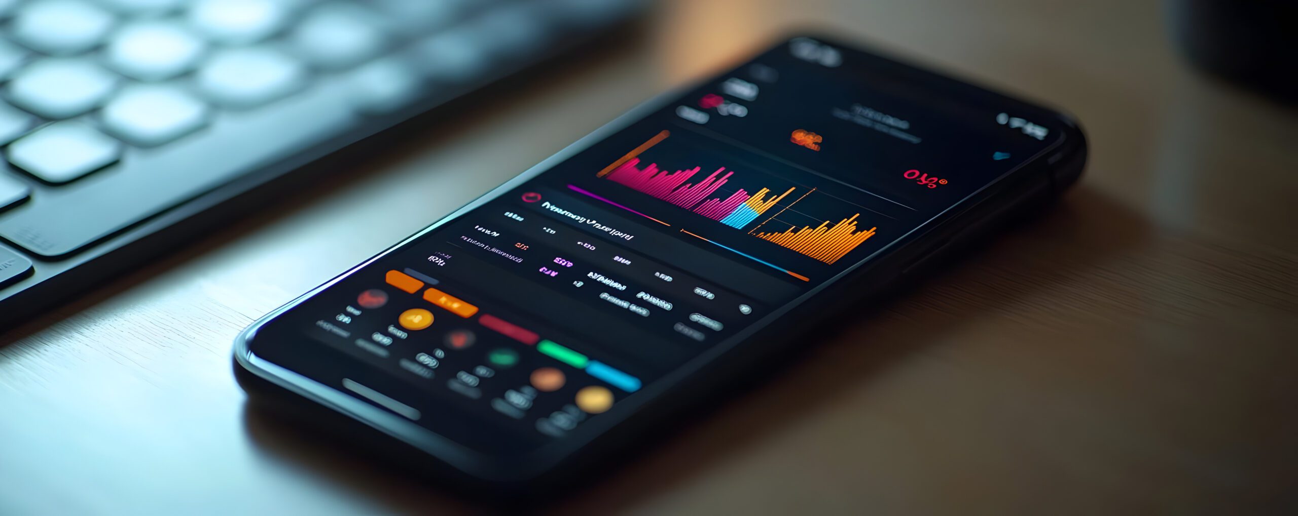 Smartphone Displays Detailed Financial Charts and Data Visualization - Bidaya Global